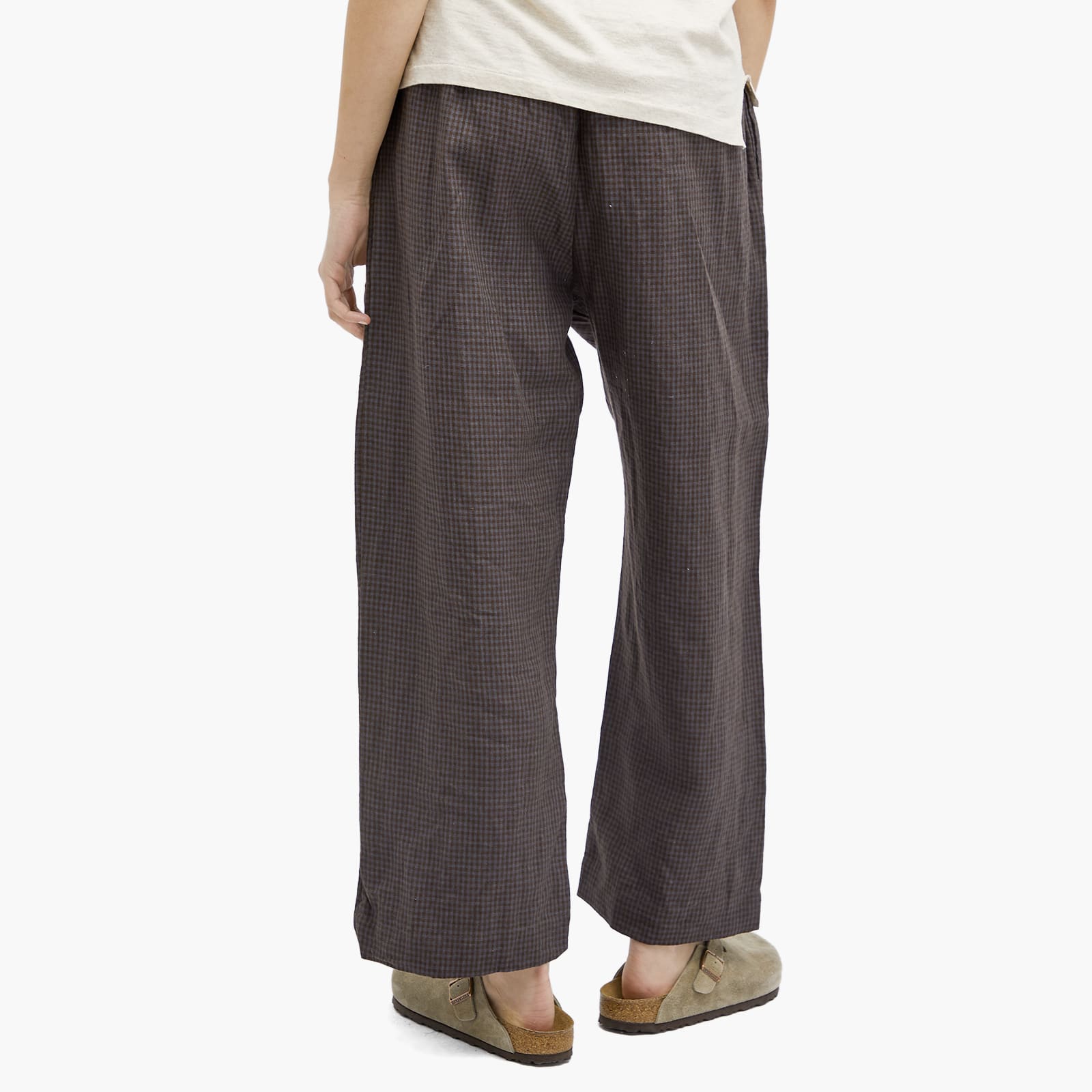 Women's Linen Ease Trouser in Slate Check