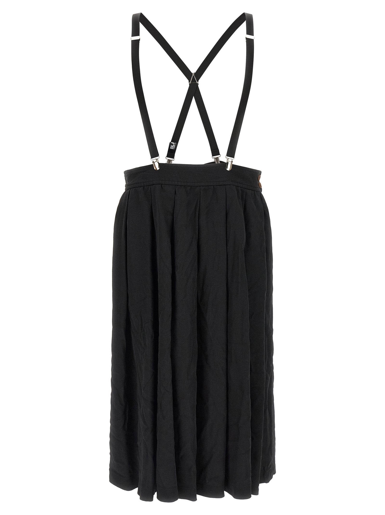 Wrinkled Polyester Skirt — Black