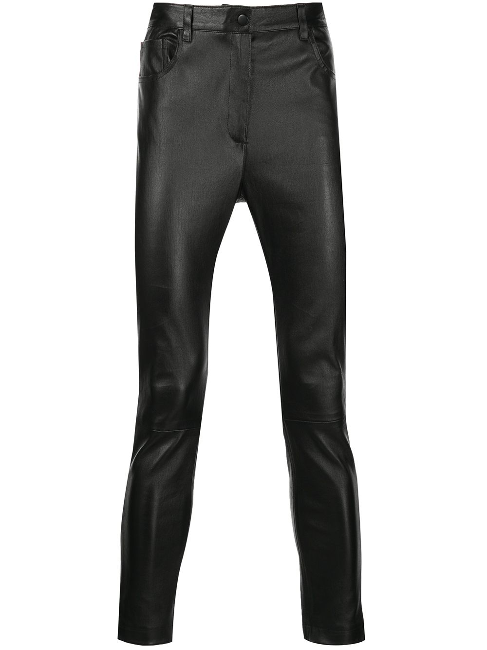 Slim-fit leather trousers - Black
