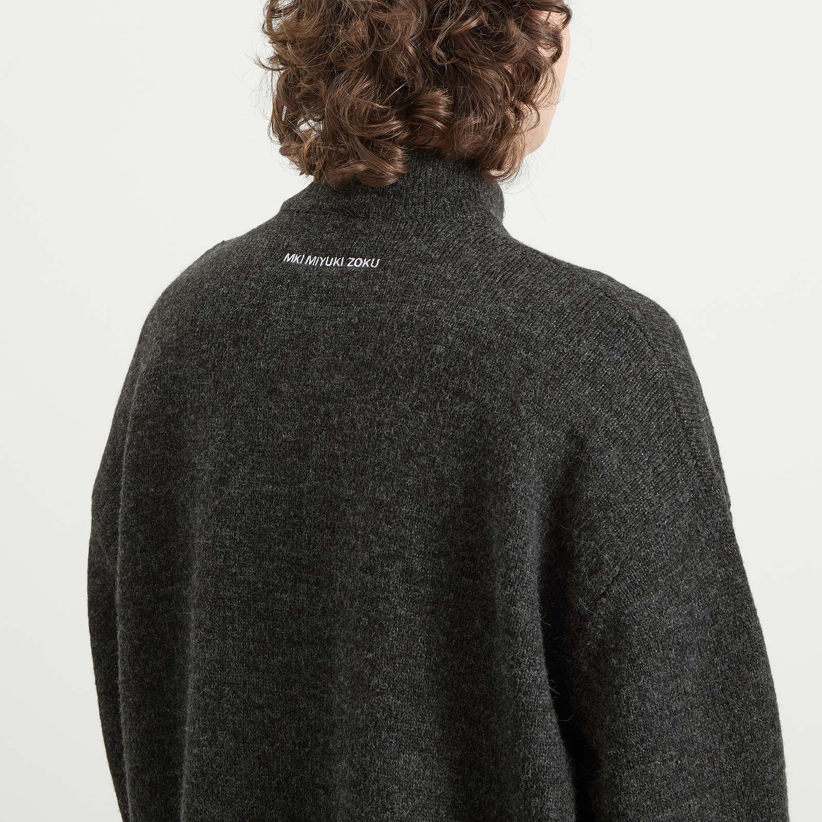 Men's Mohair Blend Knit Track Jacket Charcoal