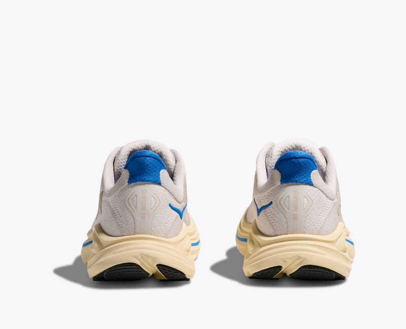 HOKA Clifton 10 Shoes in Stucco/Virtual Blue