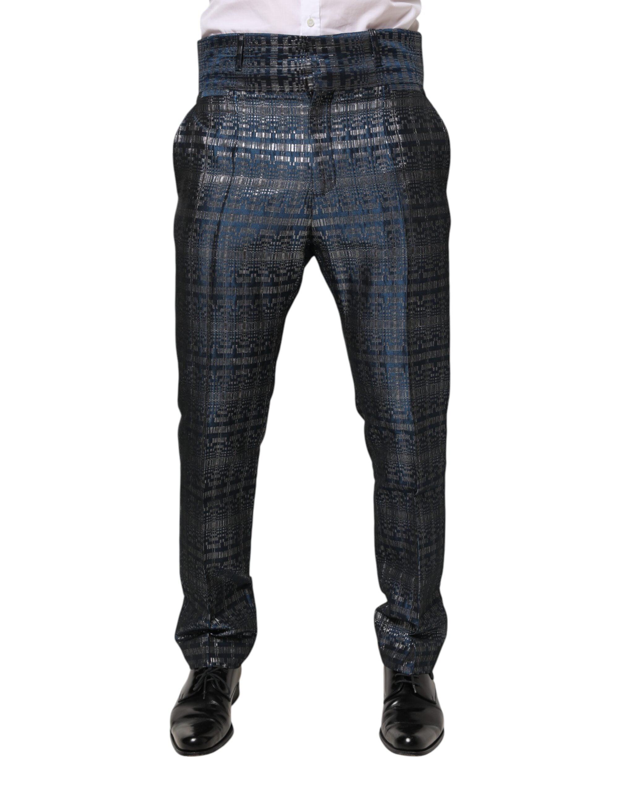 Shiny Silk Trousers — Blue