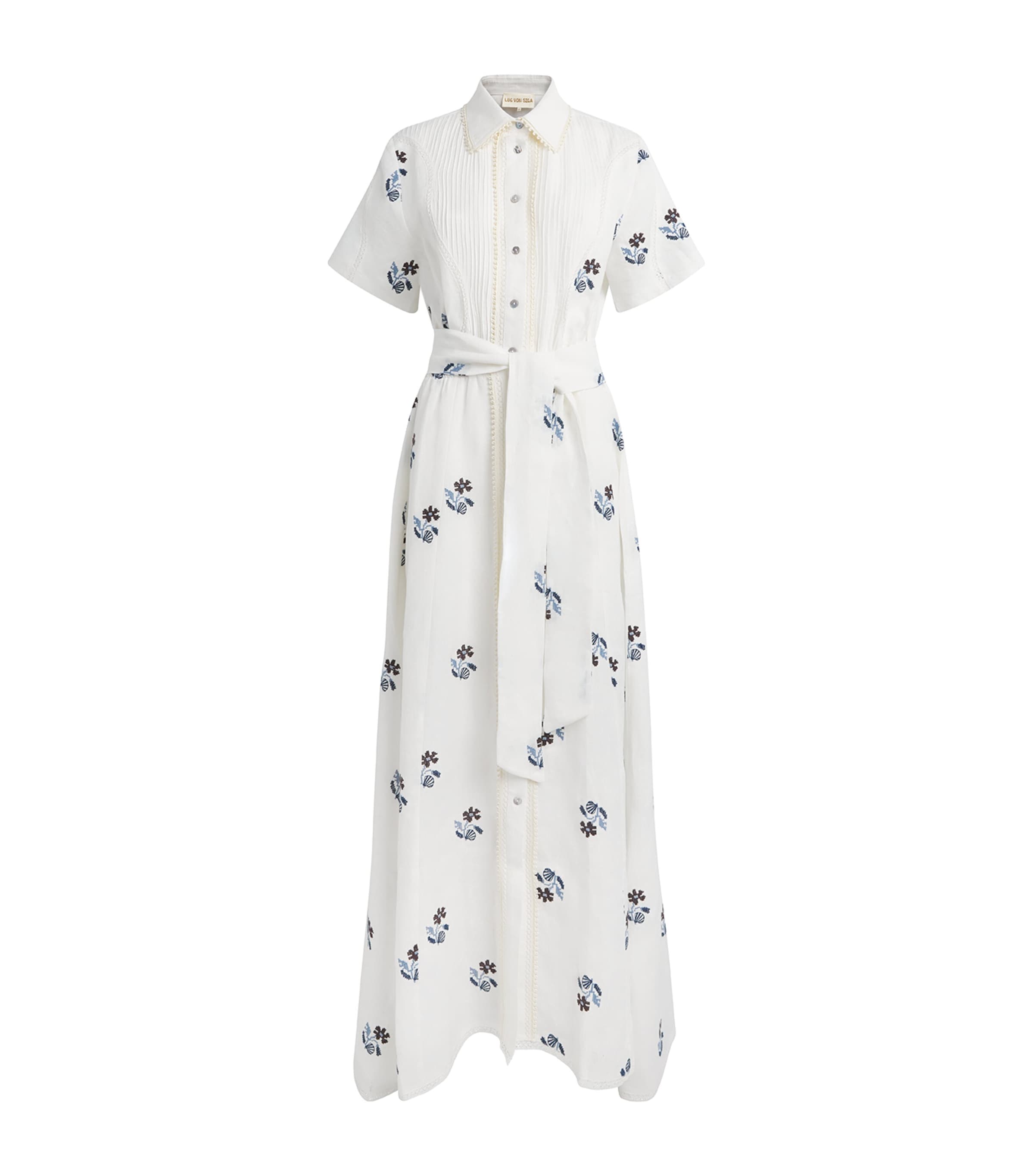 Linen Embroidered Vera Maxi Dress