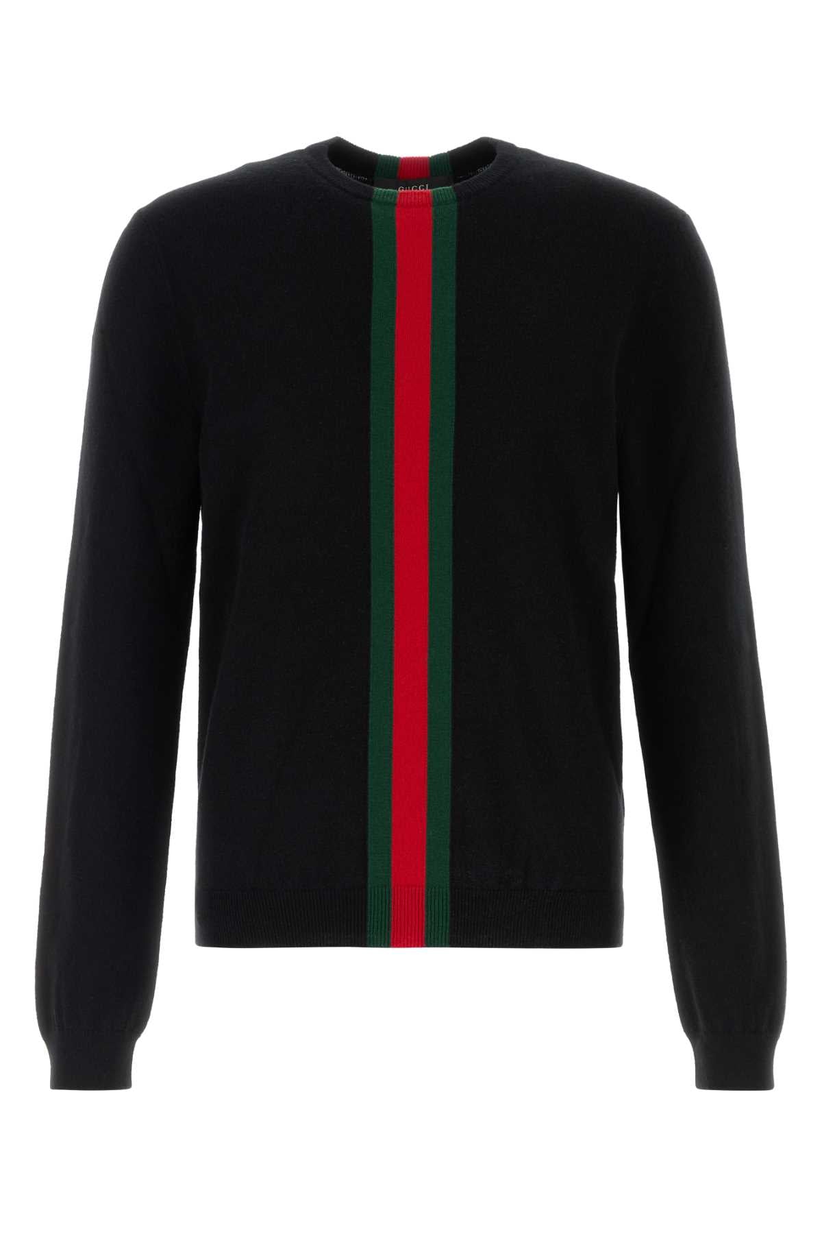 Web-Striped Cashmere Sweater — Black