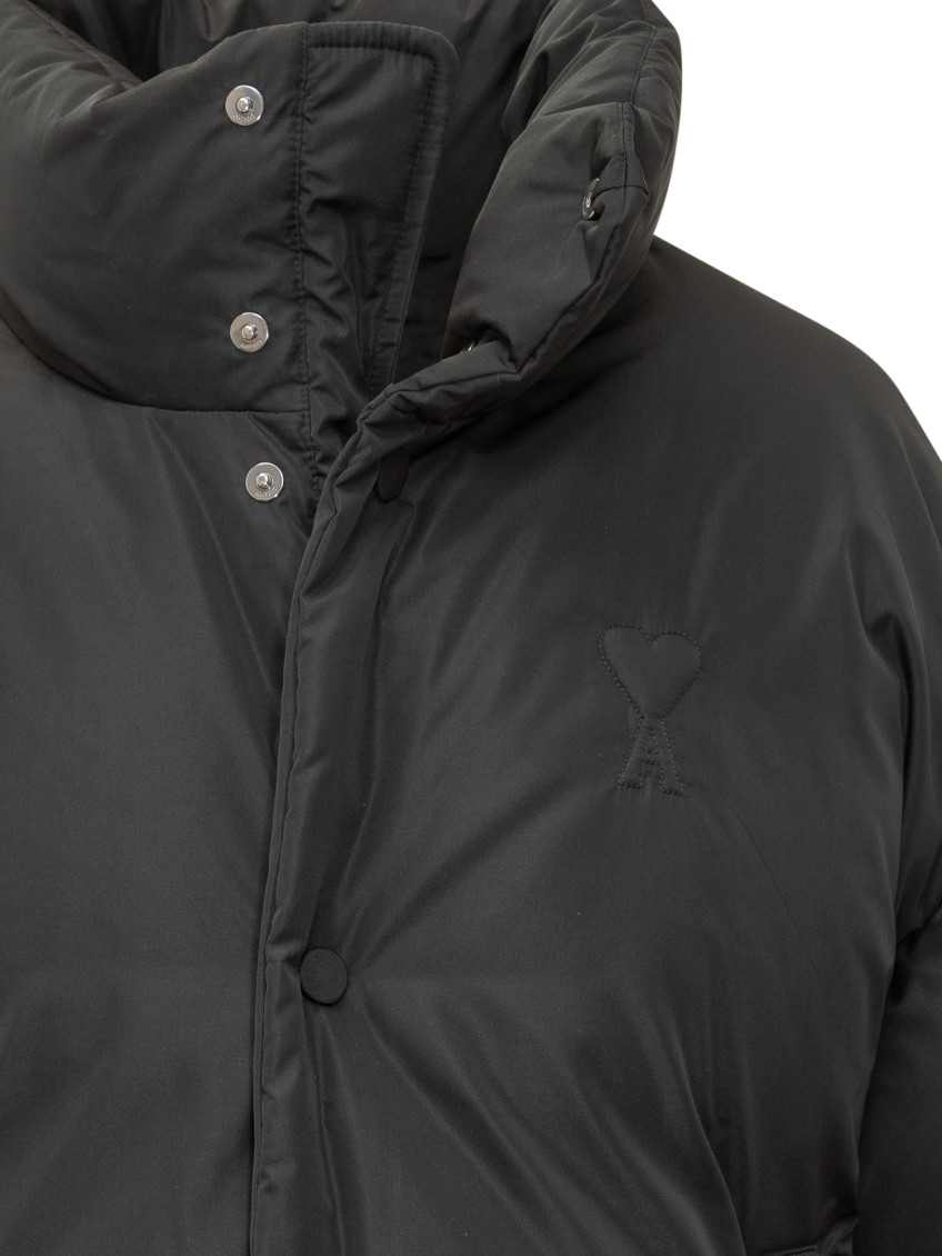 Black Solid Mock Collar Jacket
