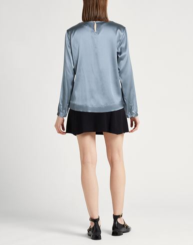 Woman Top Slate blue Size 10 Silk, Elastane