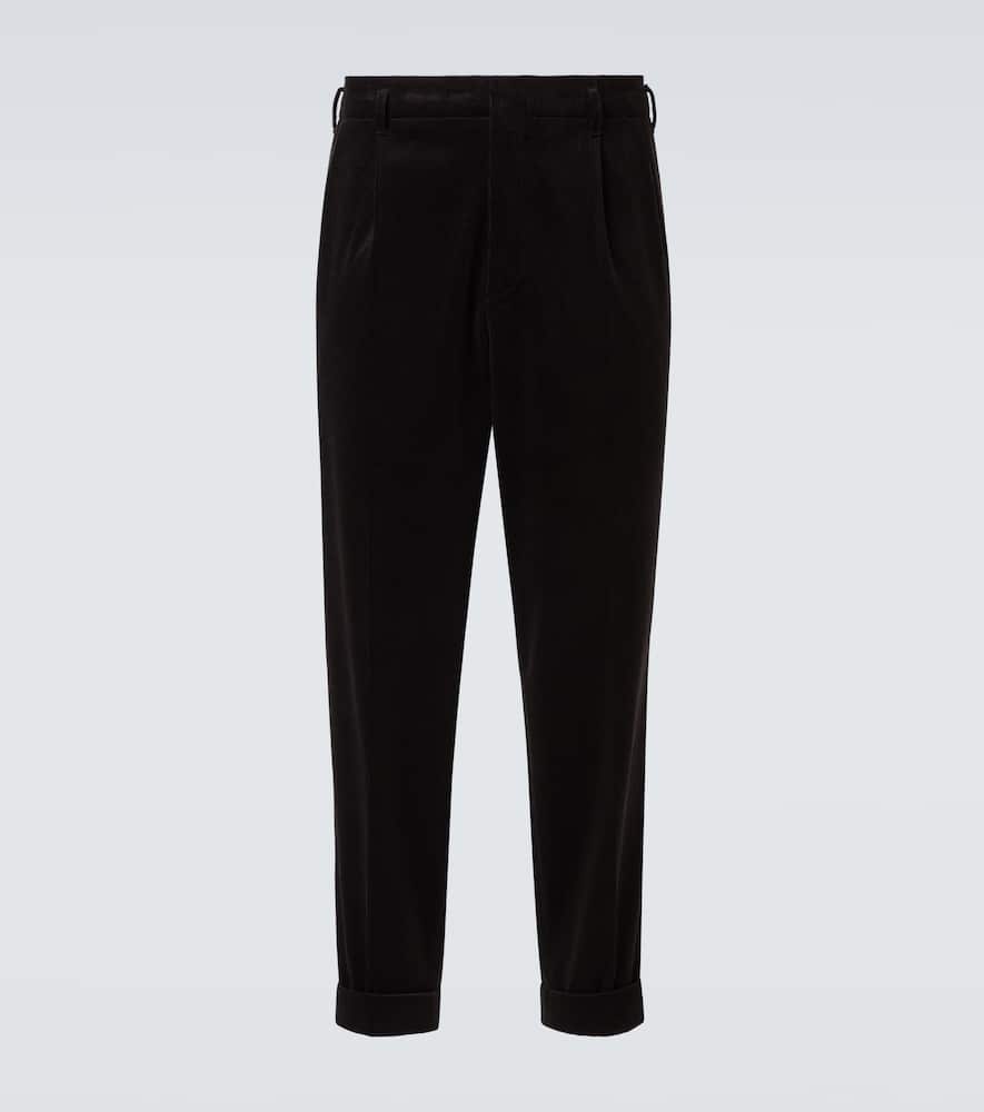 Cotton-blend corduroy straight pants