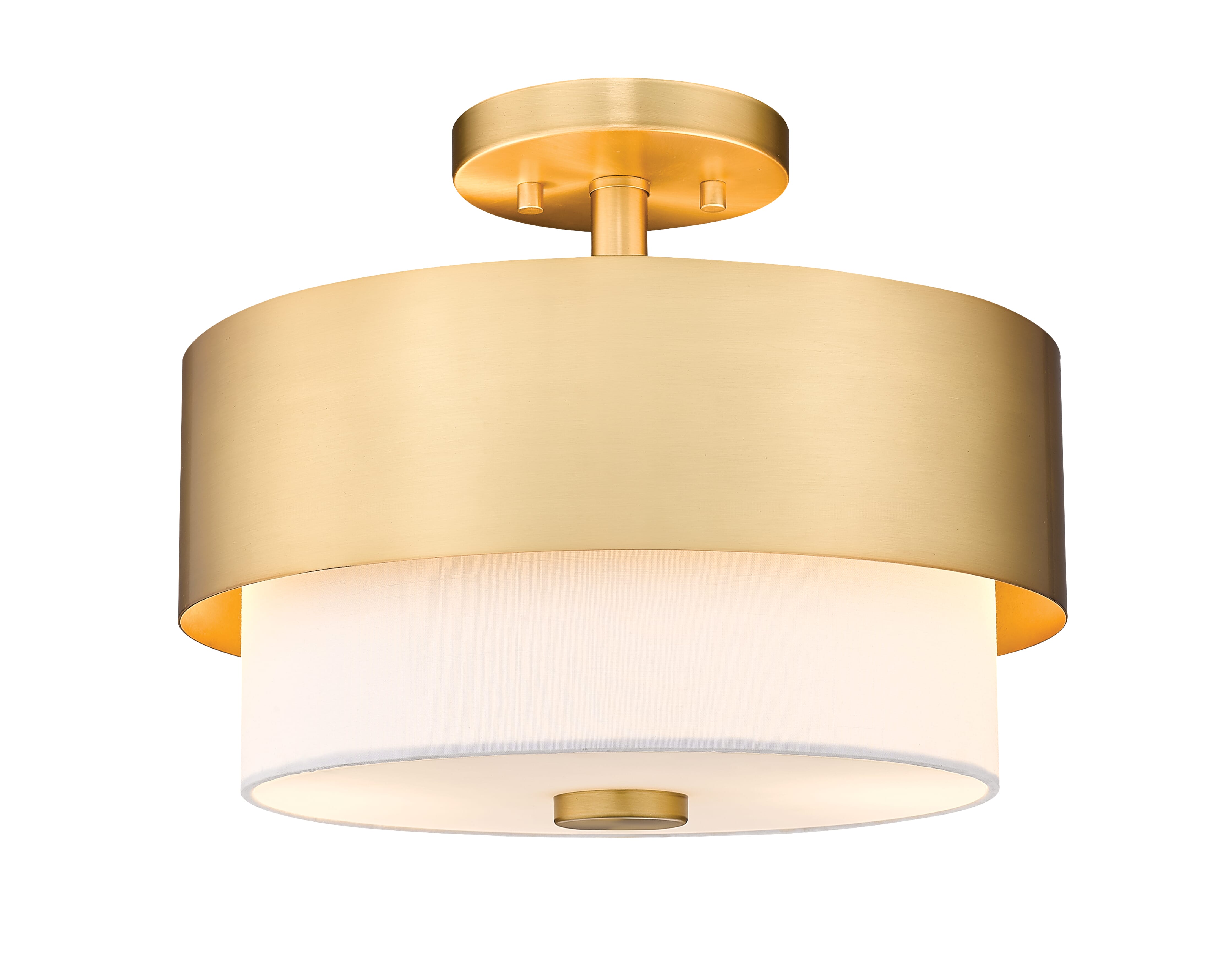 Modern Gold Two Light Semi Flush Mount from the Counterpoint Collection