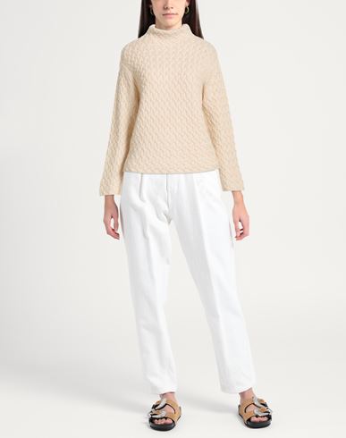 Woman Turtleneck Beige Size 8 Cashmere