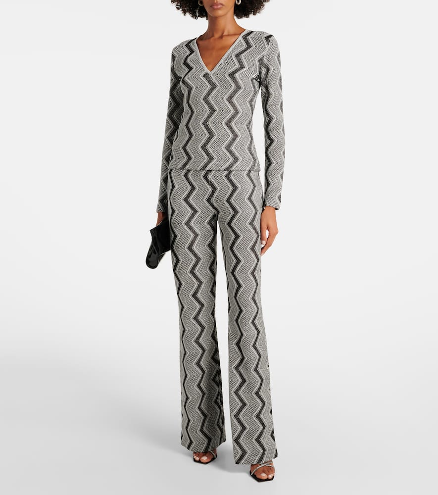 Zig Zag lamé wide-leg pants
