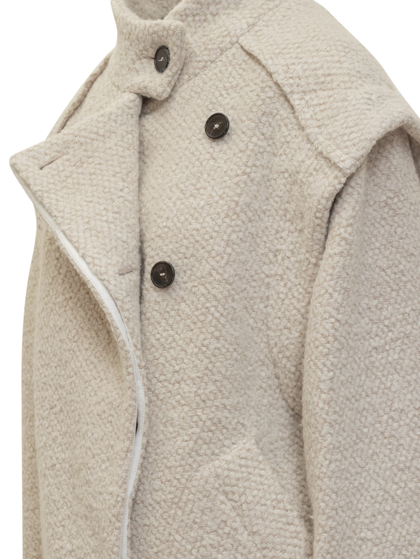 Off White Mock Collar Trench Coat