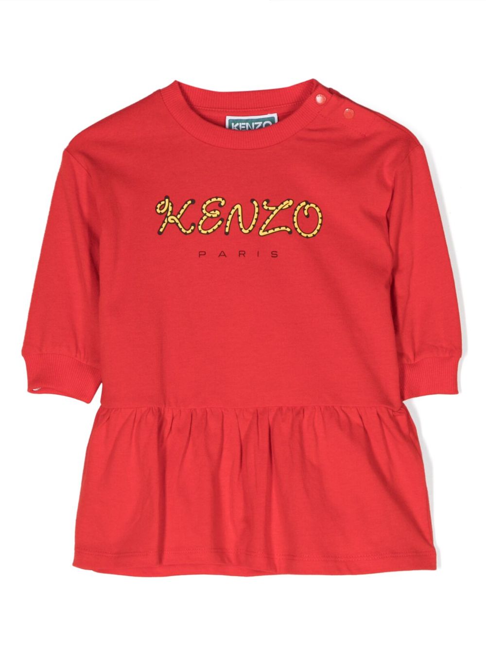Logo-print long-sleeved dress - Red