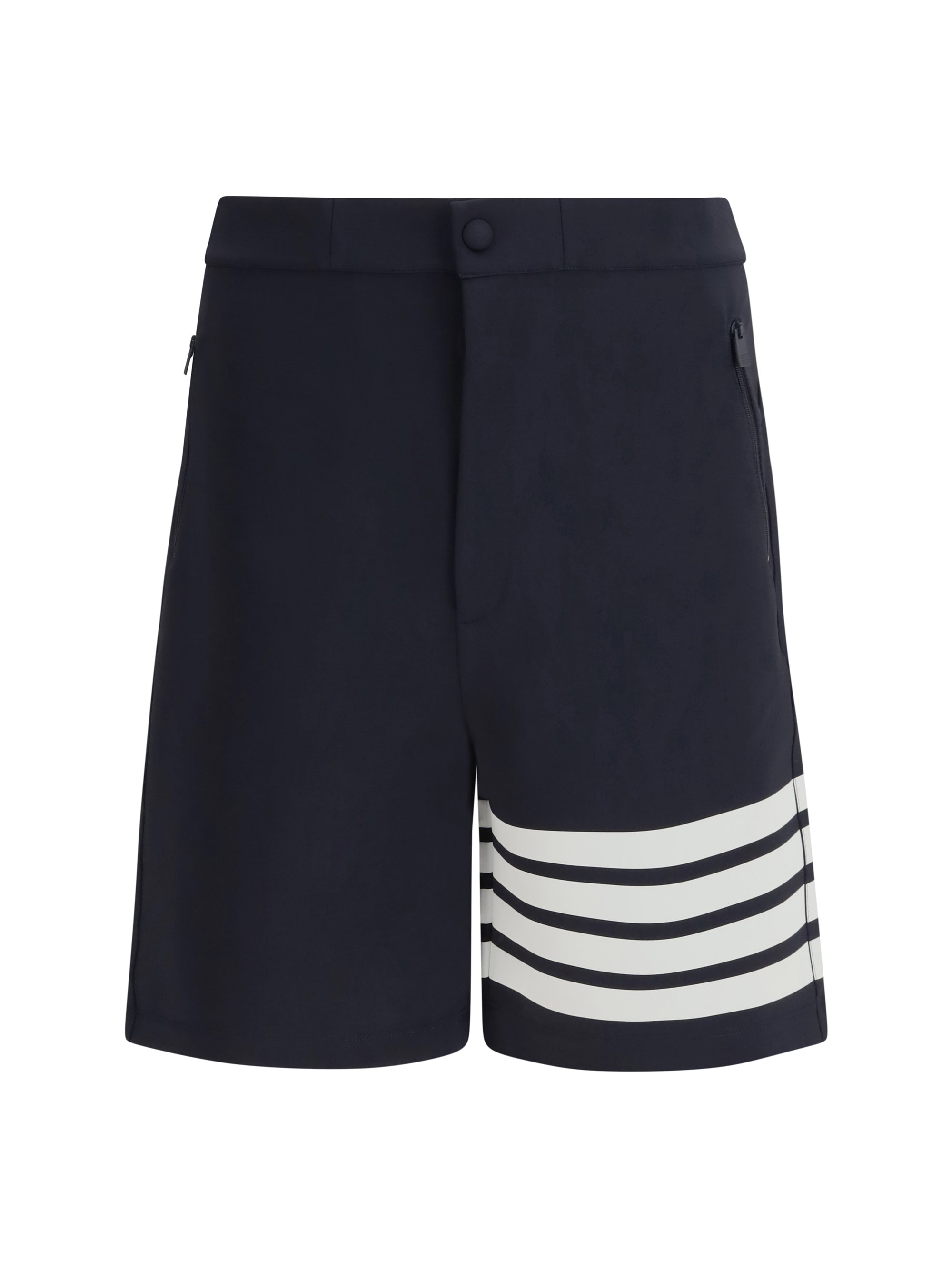 4-Bar Striped Technical Bermuda Shorts — Navy