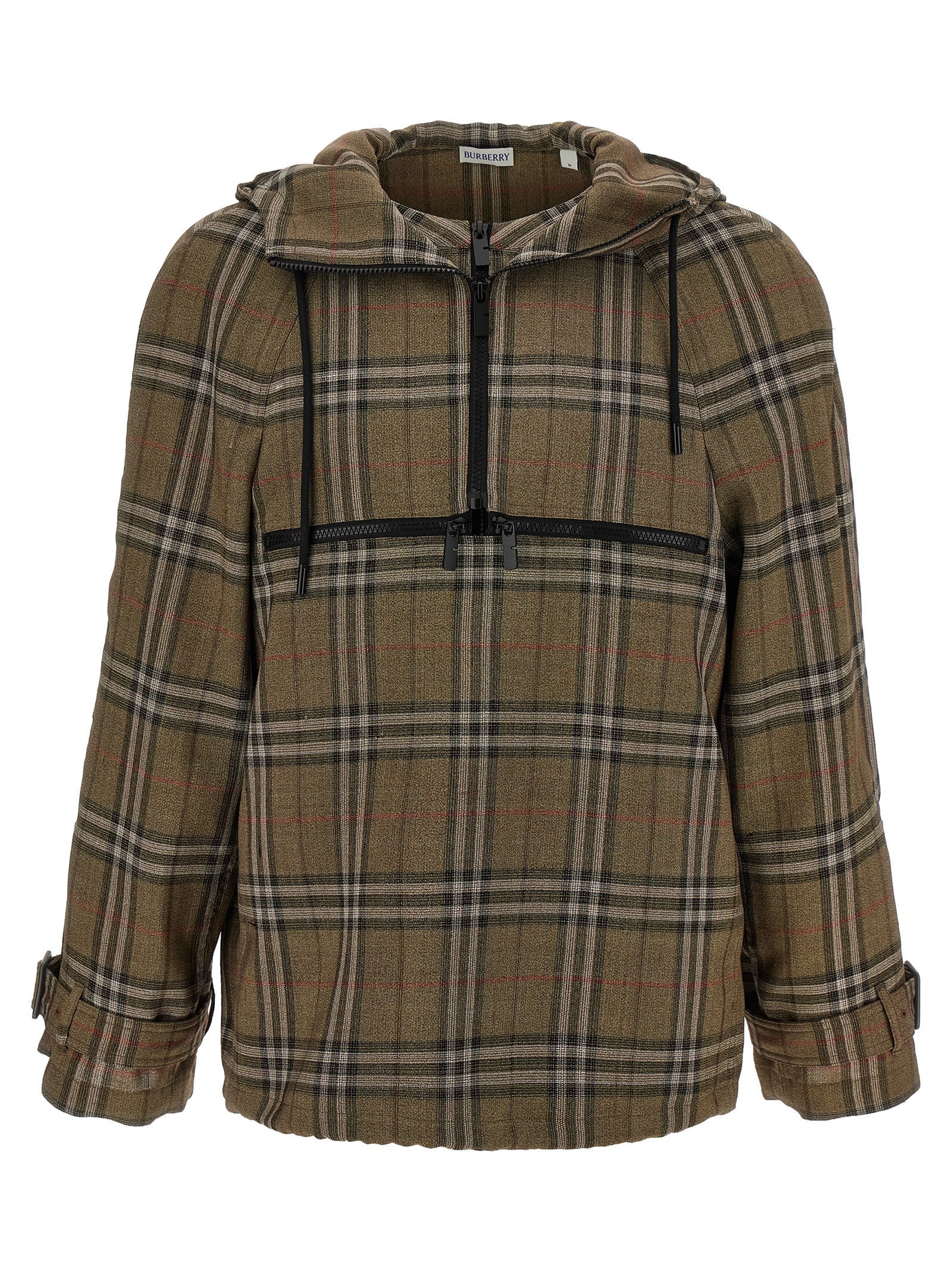 Check Hooded Jacket — Beige