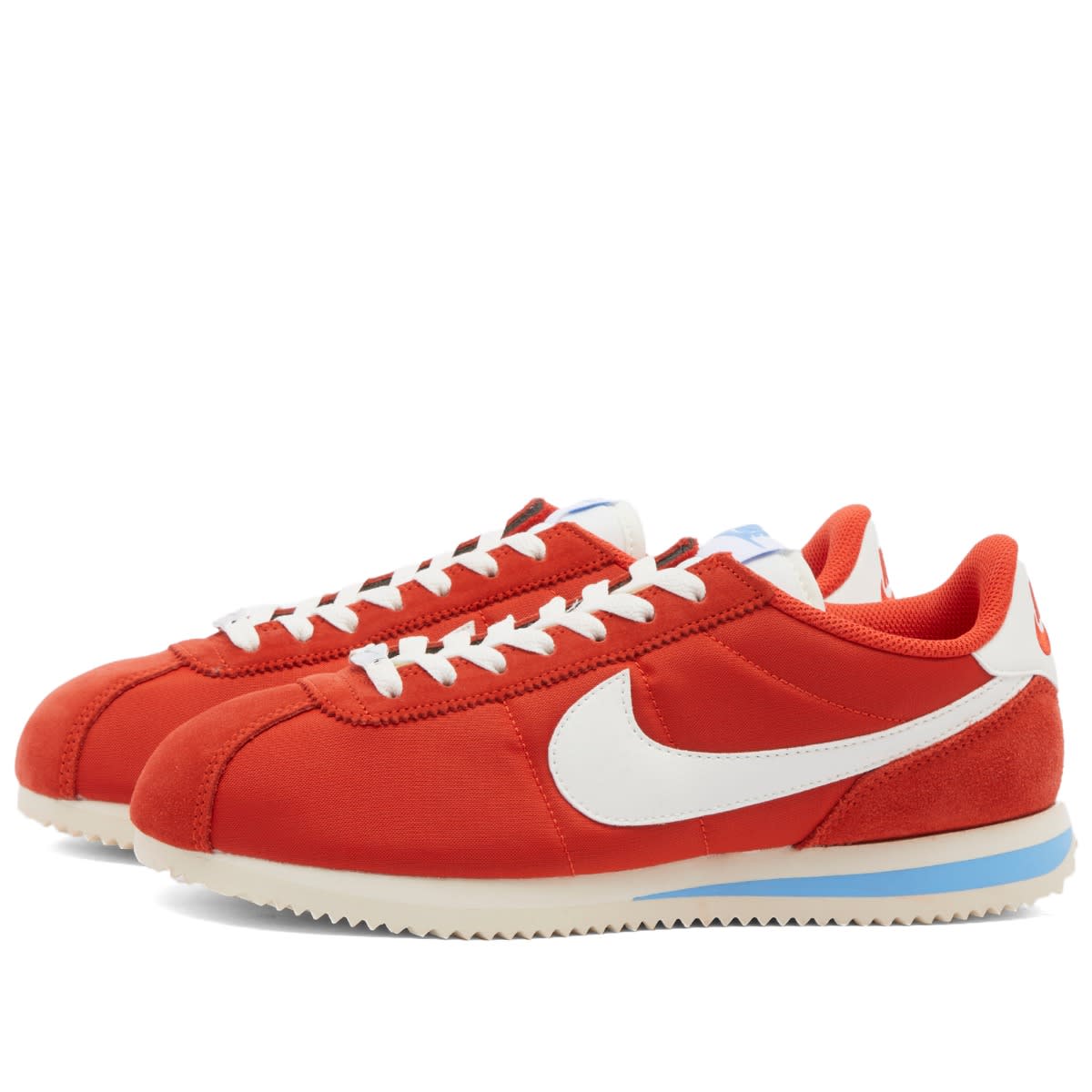 Women's W Cortez Txt Sneakers in Picante Red/University Blue/Coconut Milk, Size UK 5