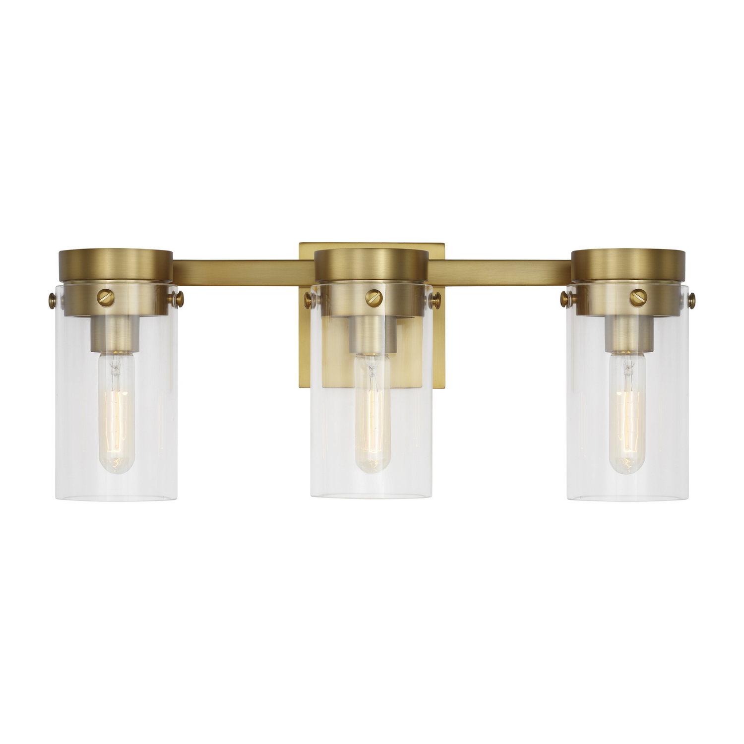 Visual Comfort Studio Garrett 3-Light Bathroom Vanity Light in Burnished Brass by Chapman & Myer