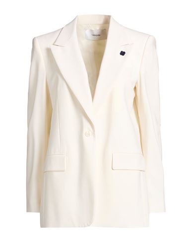 Woman Blazer Cream Size 8 Wool, Elastane
