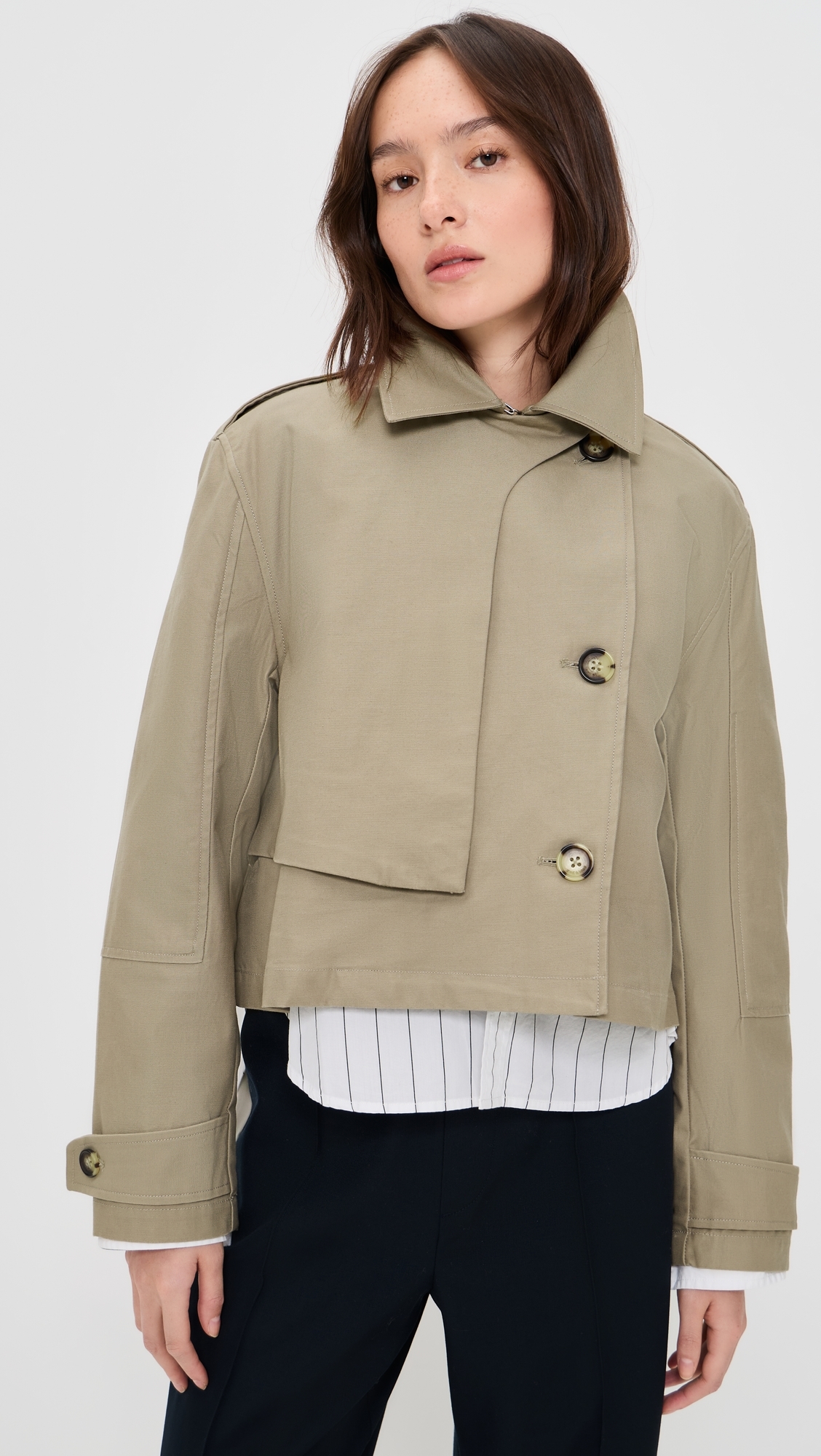 Jamie Cropped Trench Khaki