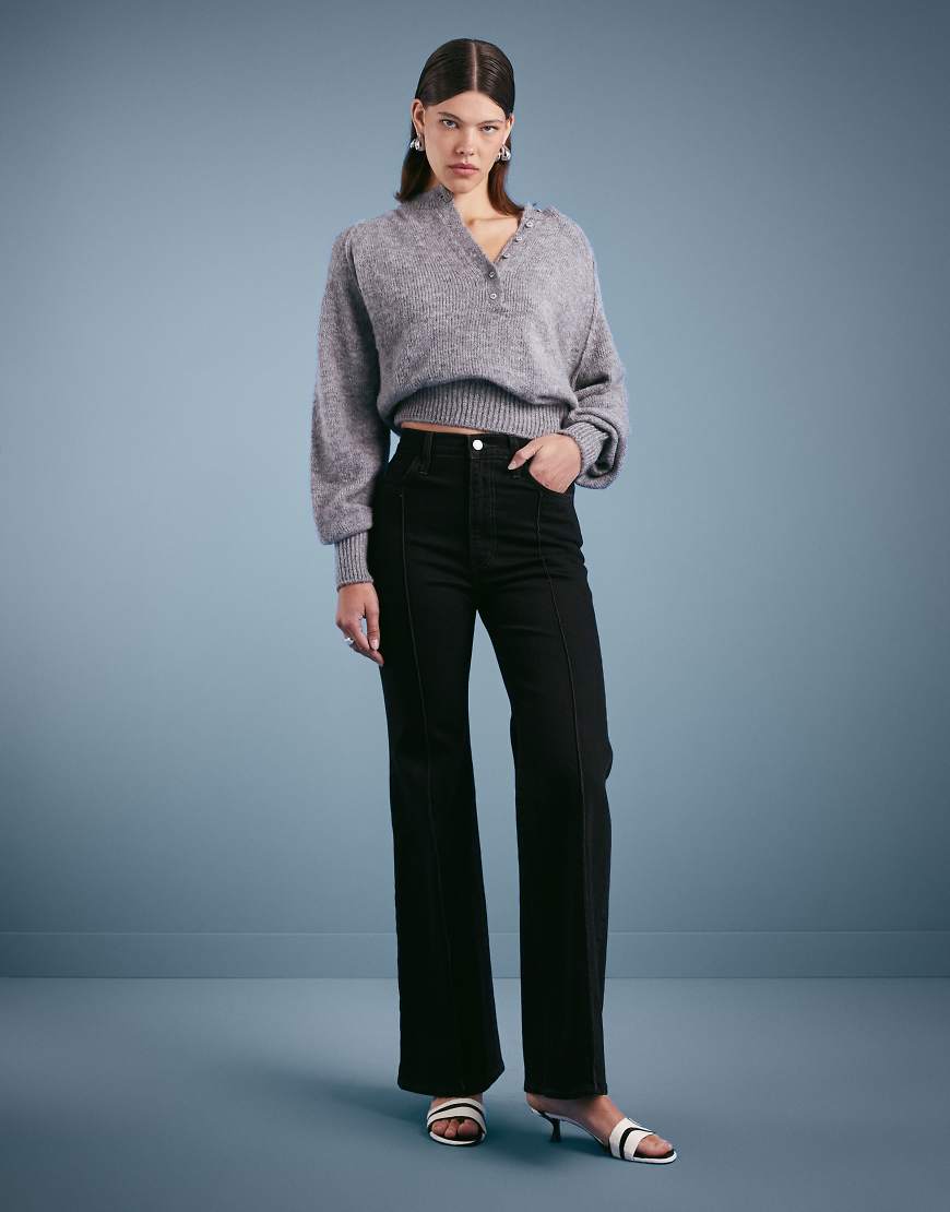 Ribcage western bell bottom flared jeans in washed black