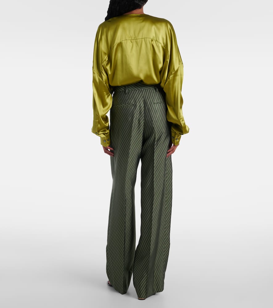 Striped high-rise wide-leg pants