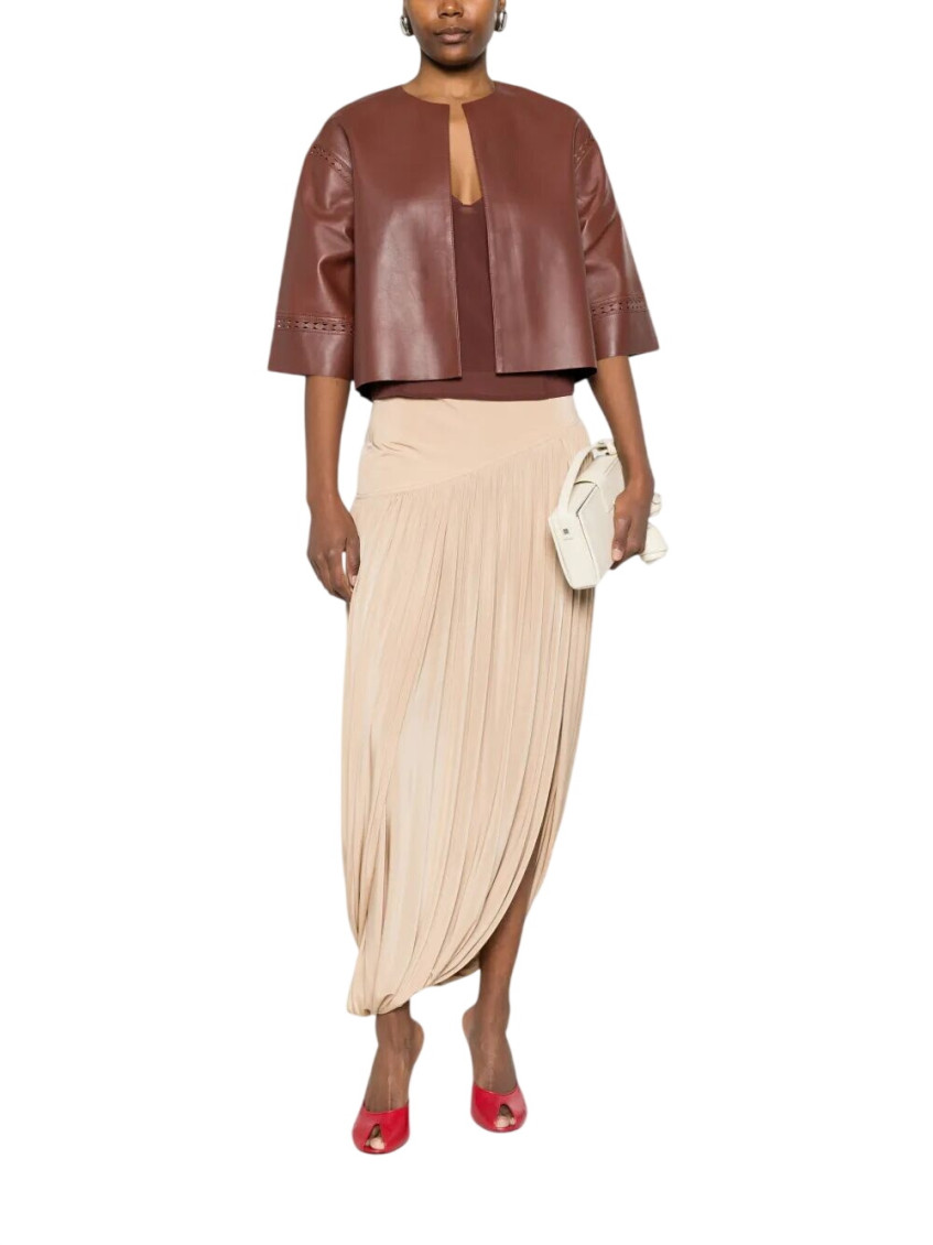Brown Round Neck Jacket
