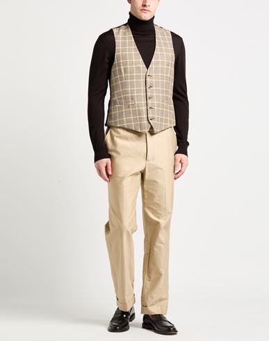 Man Tailored Vest Chocolate brown Size 42 Wool, Linen, Silk