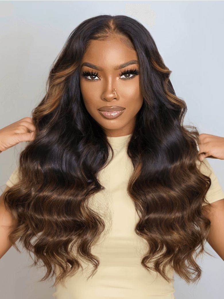 [22''= $102] UNice Bye Bye Knots Wig 7x5 Lace Black to Chestnut Brown Ombre Loose Wave Wig With Invisible Knot