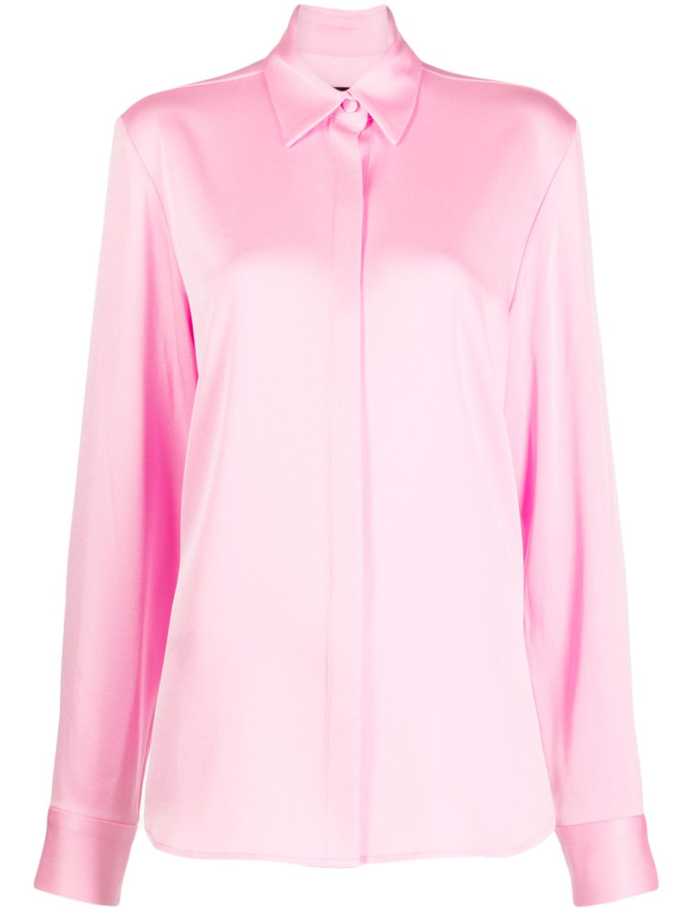 Satin-finish button-down shirt - Pink