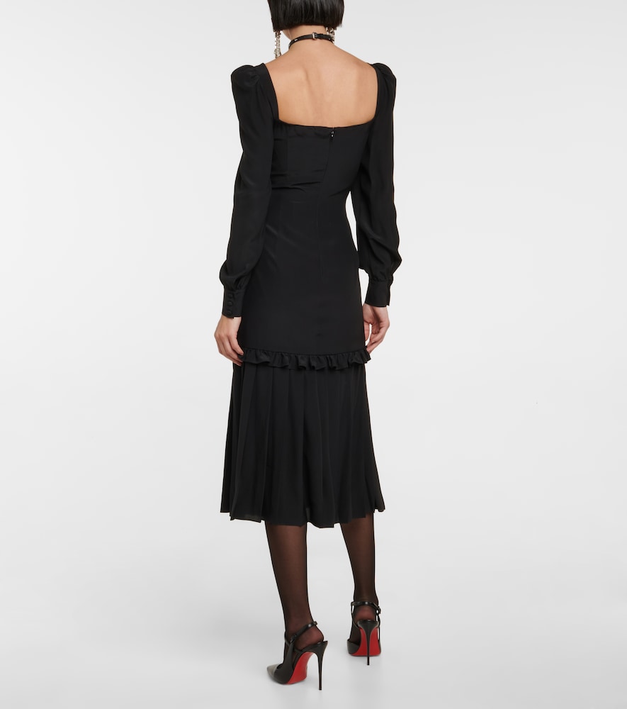 Ruched silk midi dress