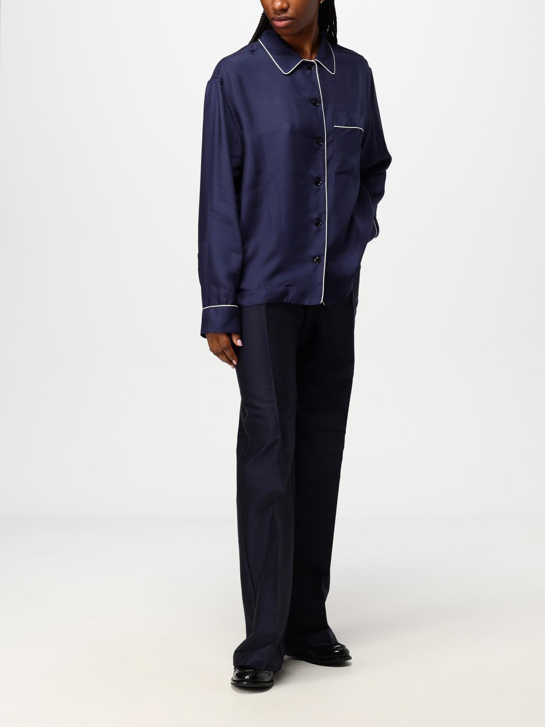 Piped-trim shirt - Blue