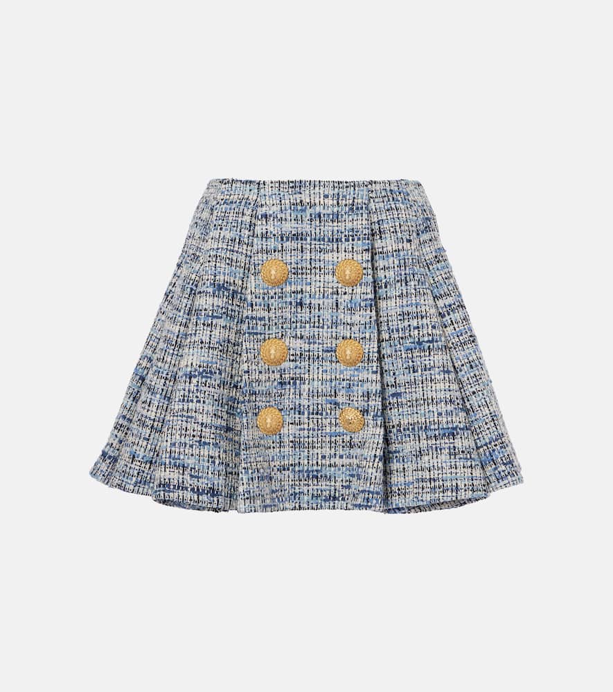 Space-dyed cotton-blend miniskirt