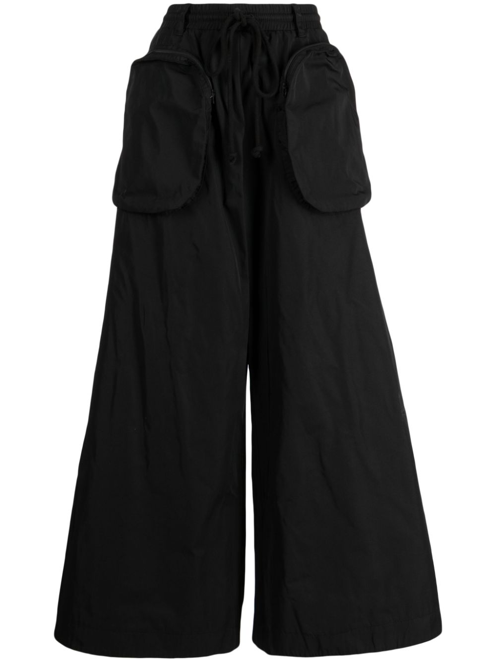 Oversized-pockets wide-leg trousers - Black