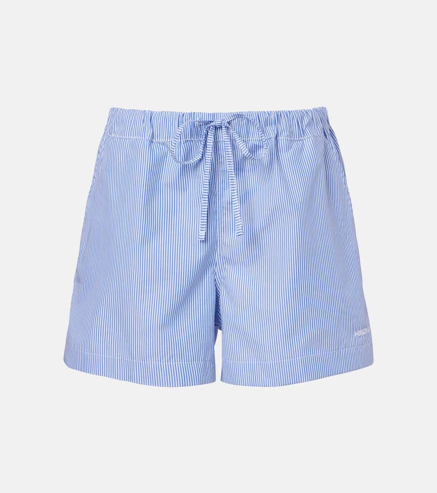 Striped cotton poplin shorts