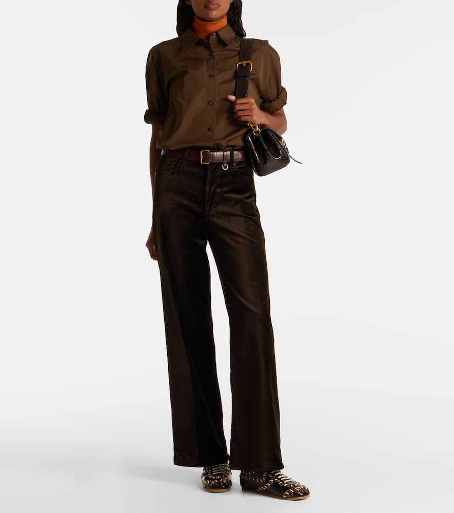 Le Slim Palazzo cotton-blend velvet wide-leg pants