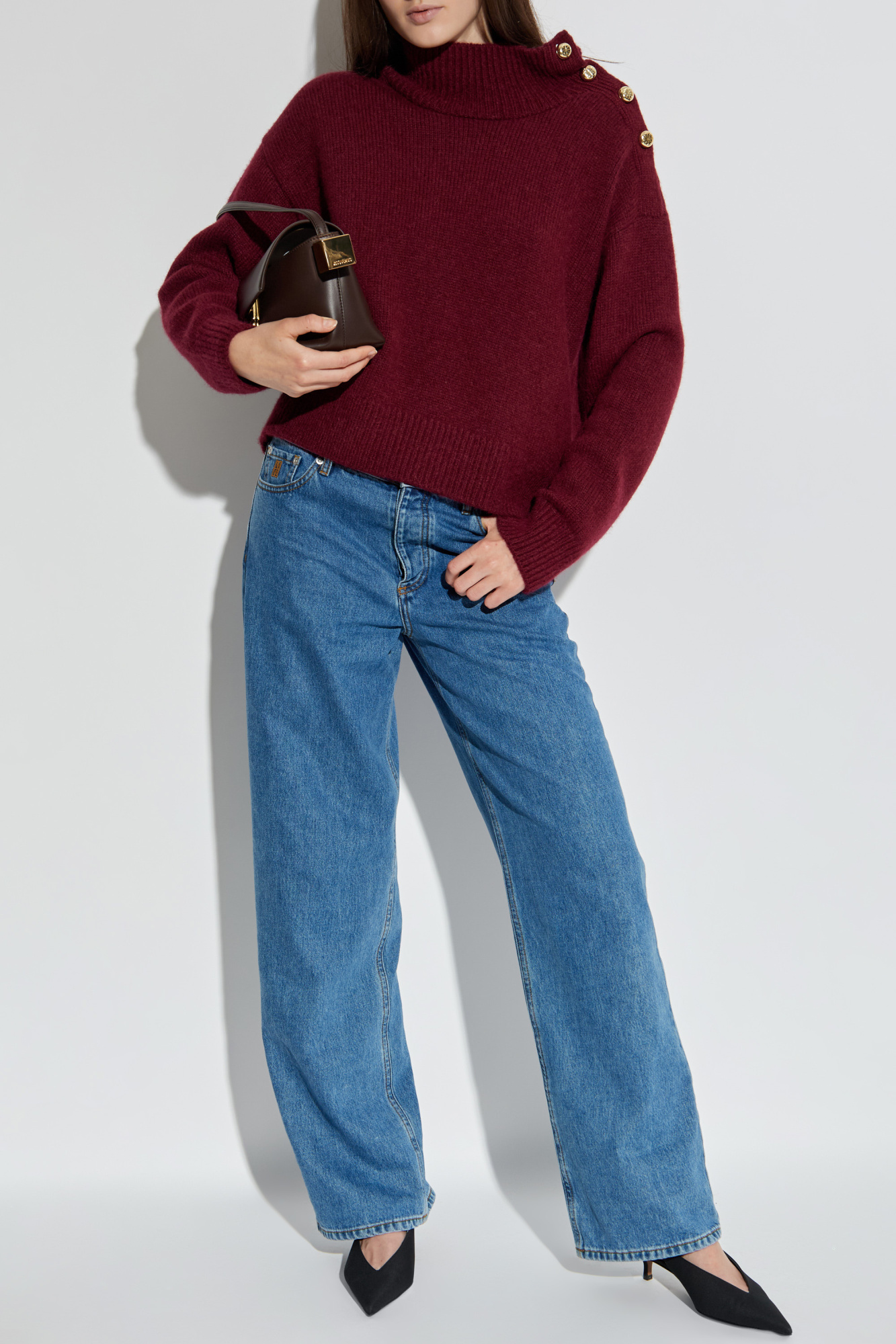 Wool Turtleneck, Women's, Burgundy