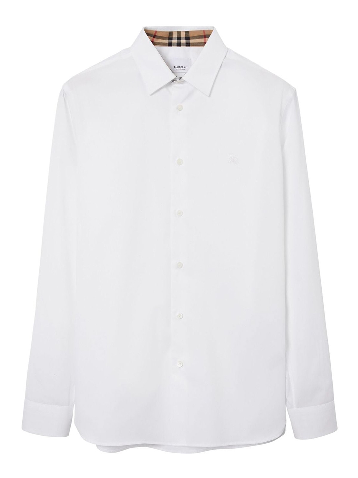 Long-sleeved button-up cotton shirt - WHITE
