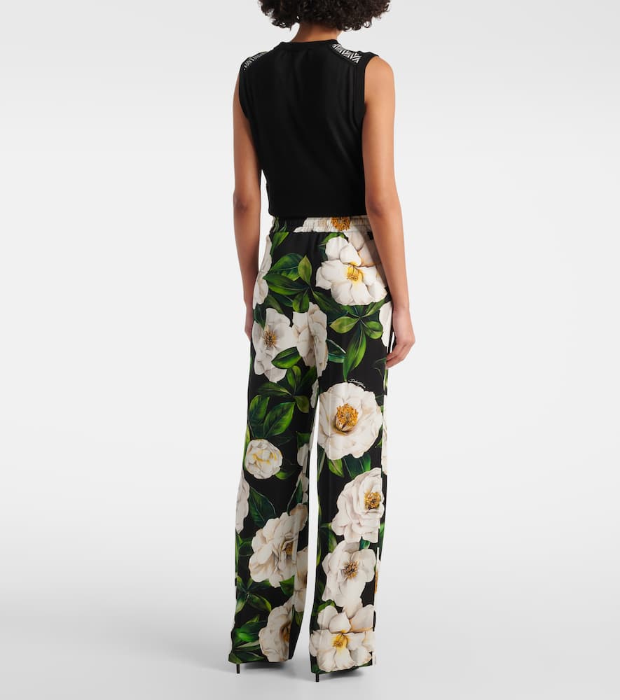 Floral silk-blend charmeuse pajama pants