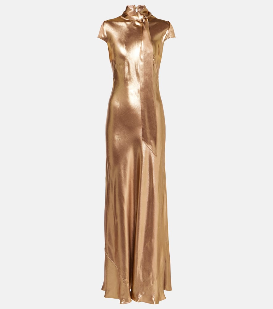 Solar Gaze scarf-detail satin gown