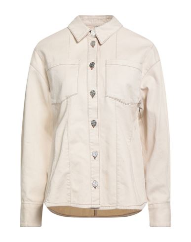 Woman Denim shirt Beige Size 6 Cotton, Elastane