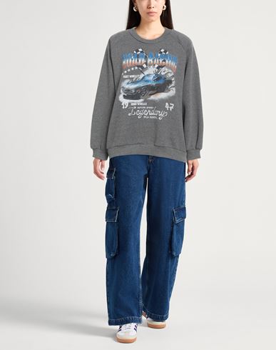 Woman Sweatshirt Charcoal Size ONESIZE Cotton, Polyester