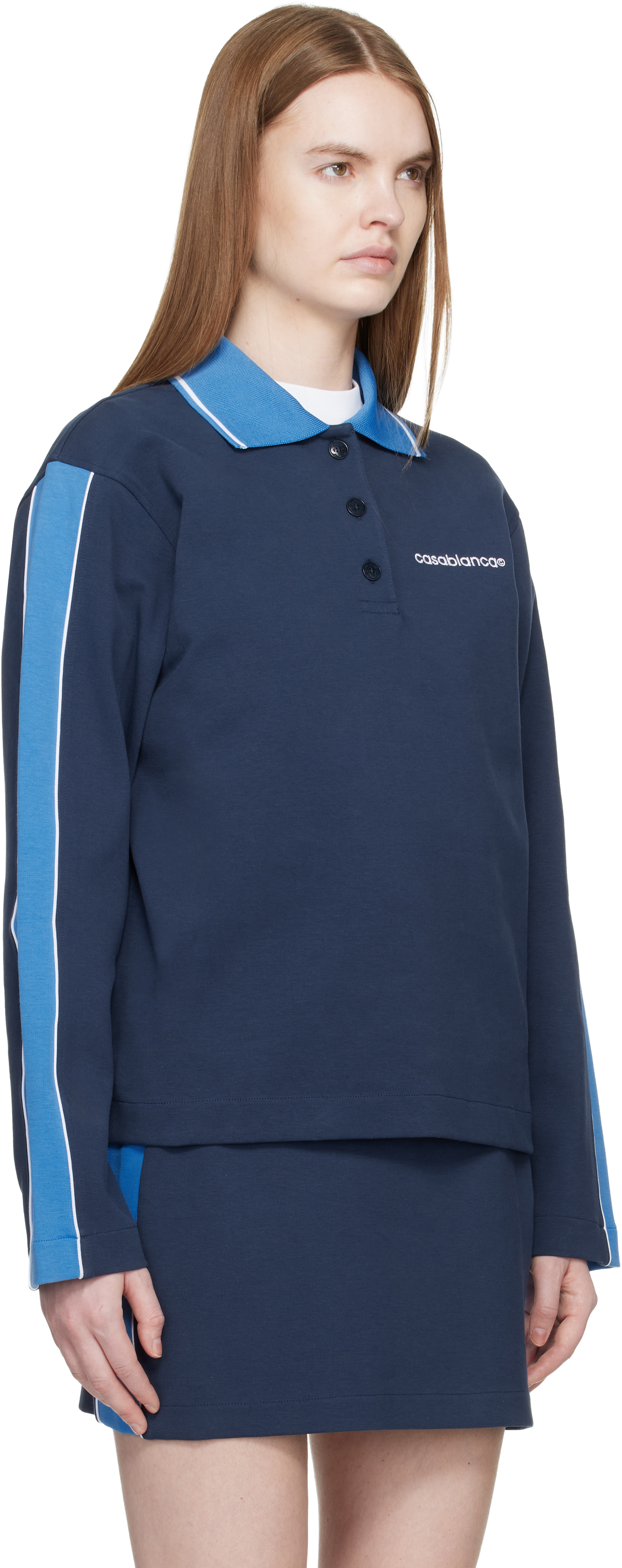 Navy Punto Polo Collared Sweatshirt