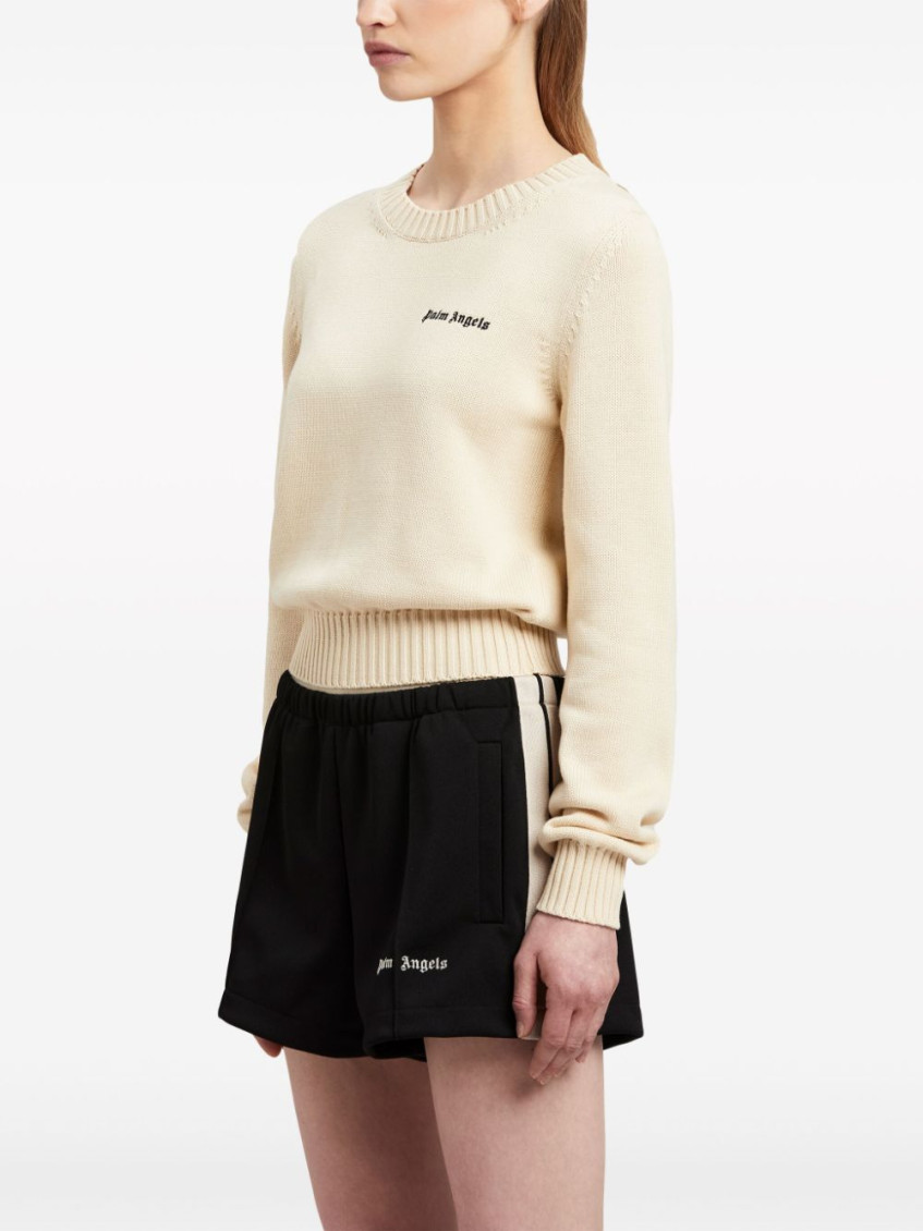 Logo-embroidered cotton jumper - Neutrals