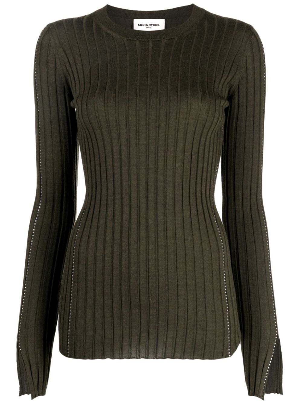 Crystal-embellished merino wool jumper - Green