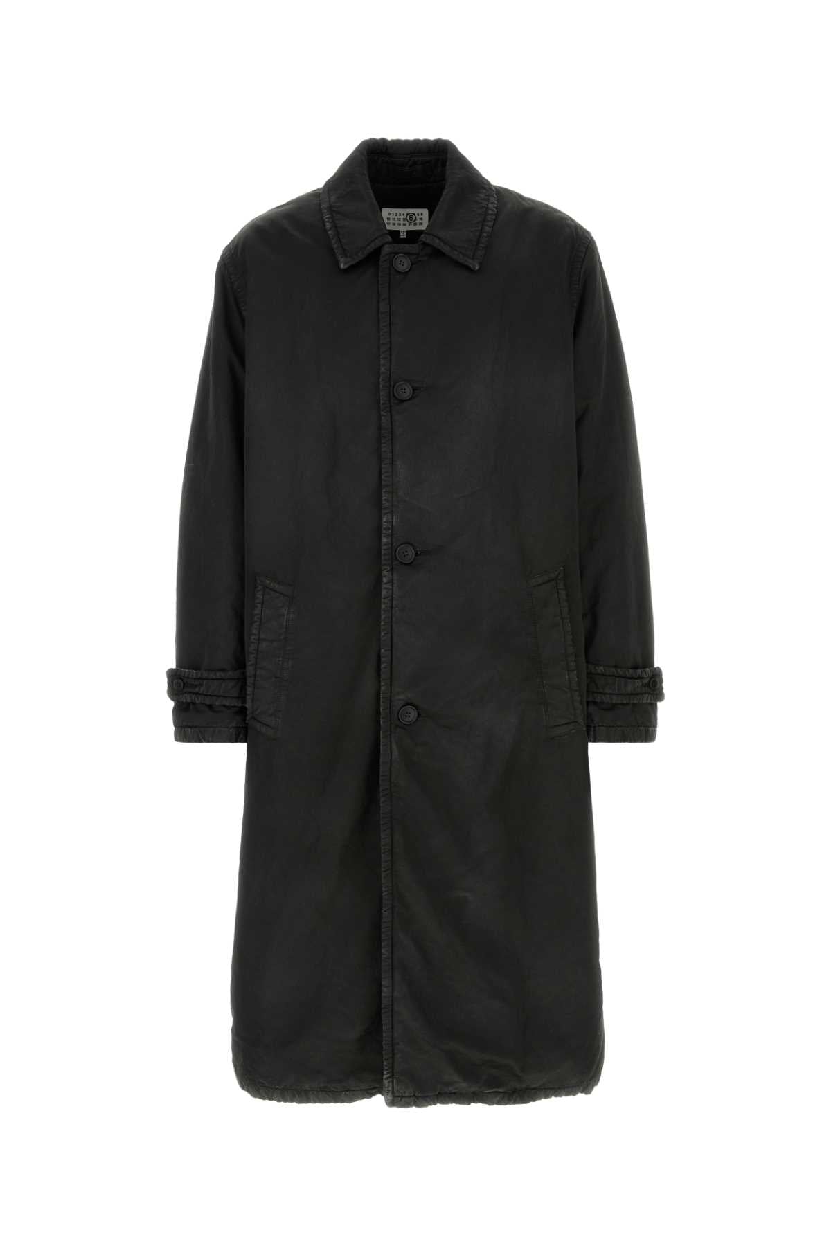 Cotton Blend Washed Coat — Black