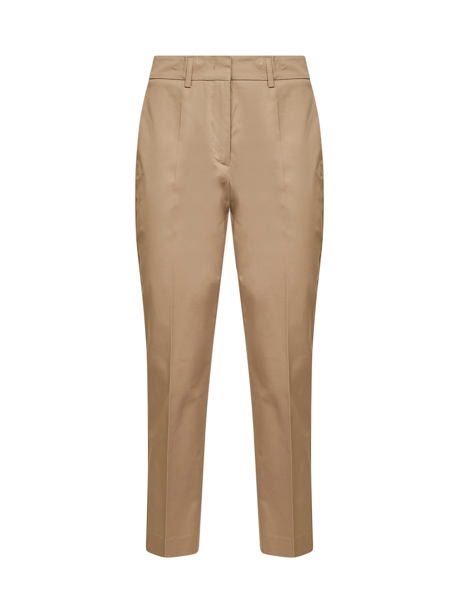 Stretch Cotton Chino Trousers — Beige