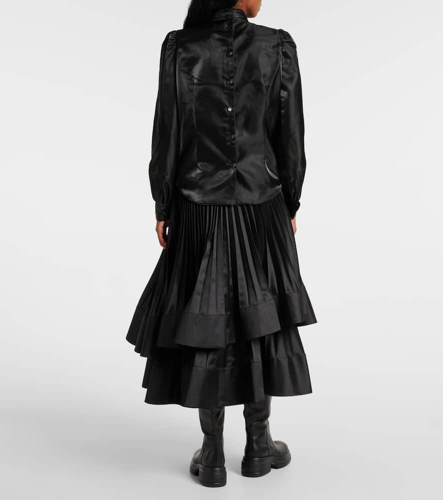 Tie-neck satin shirt