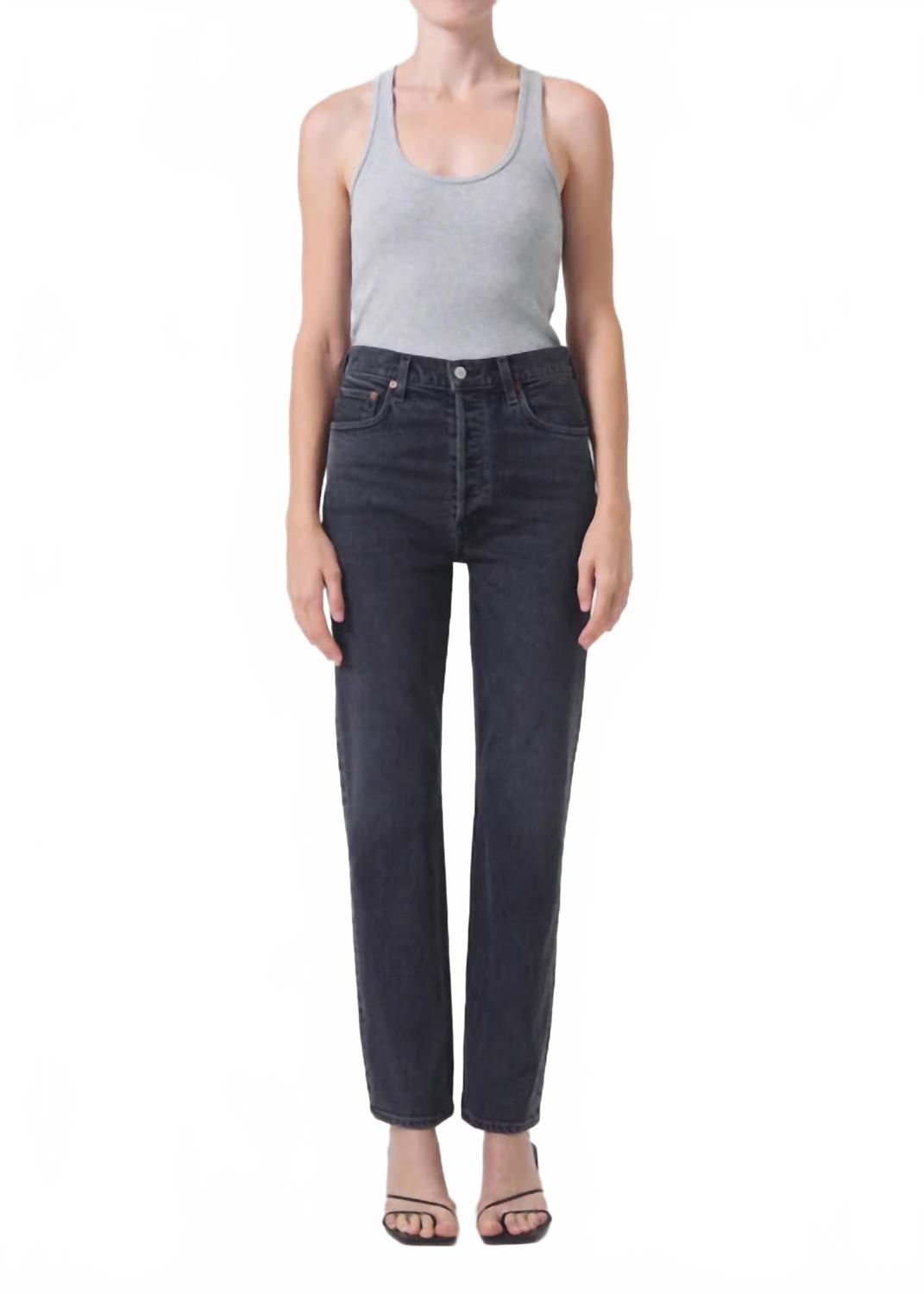 High Rise Stovepipe Jean In Metal