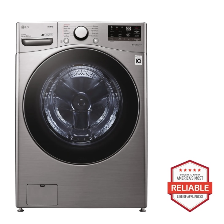 LG Ultra Large Capacity Smart Wi-Fi Enabled Front Load Washer with Built-In Intelligence & Steam Technology, Graphite Steel, 4.. ft