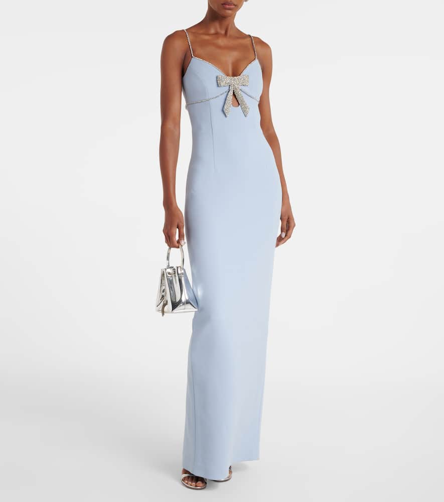 Bow-detail embellished crêpe gown