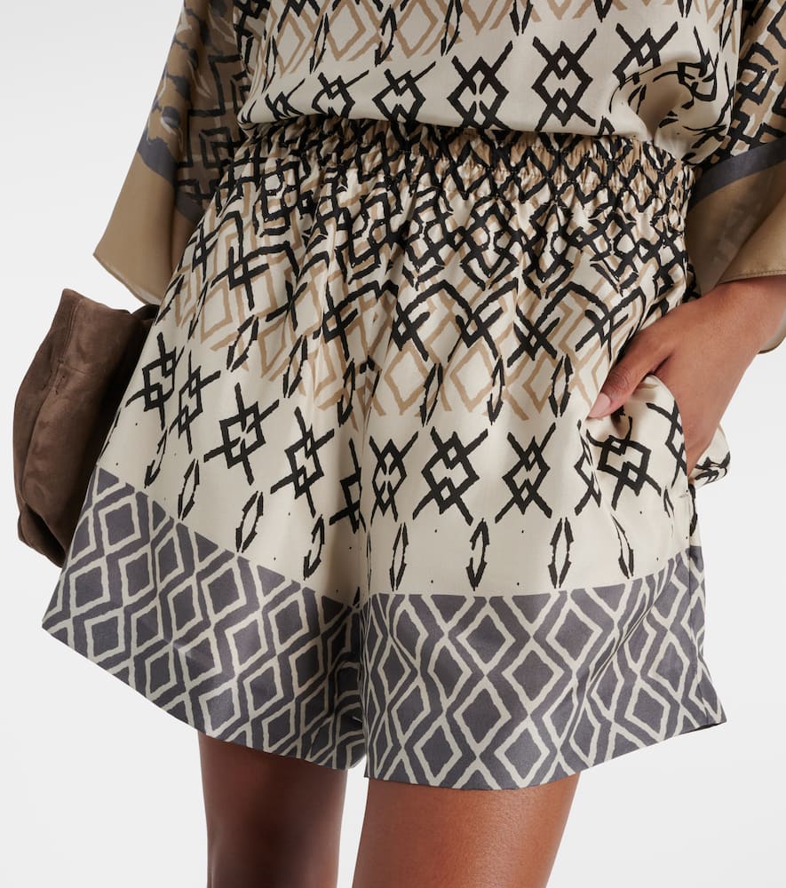 Printed silk shorts